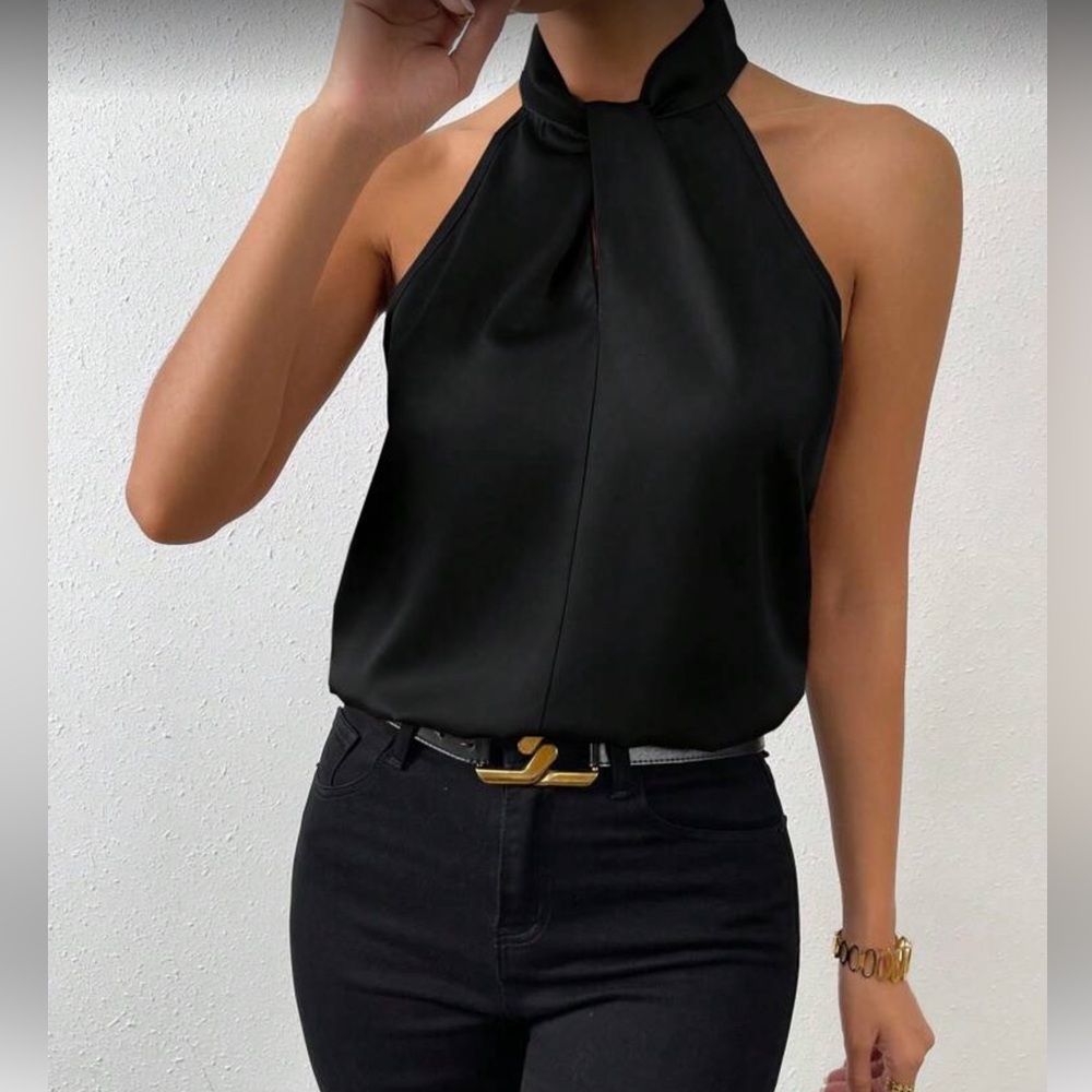 Elegant Black Halter Top